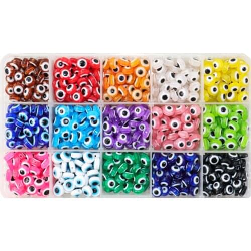 450x Resin Evil Eye Beads Round Spacer Beads Charms DIY Craft Jewelry Making