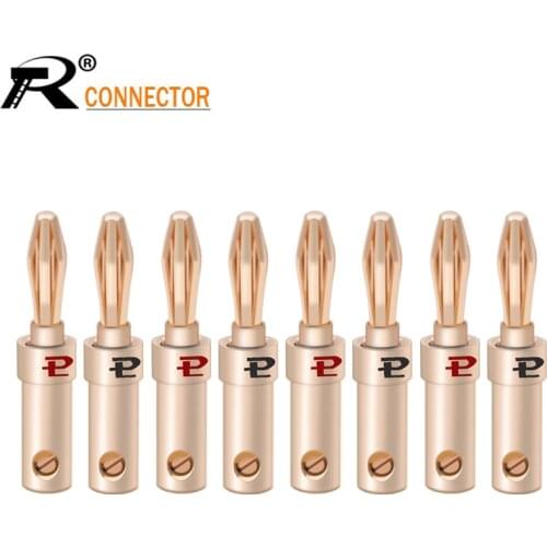 8pcs 24K Gold-plated Copper Banana Speaker Plug Connector Adapter Audio Banana Connectors for Speaker Wire Amplifiers