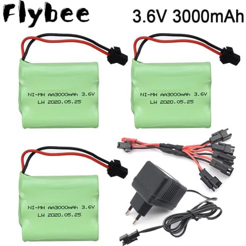 Ni-MH 3.6V 3000mah Battery + 3.6v Charger For Rc toy Car Tank Train Robot Boat Gun AA 3.6 v 3000 mha Rechargeable Battery Pack