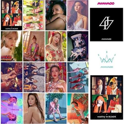 16Pcs/Set KPOP MAMAMOO Album Reality In BLACK Self Made Paper Lomo Card Photo Card Poster HD Photocard Fans Gift Collection