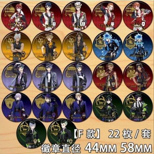 Anime Twisted-Wonderland Azul Ashengrotto Jade Leech Floyd Leech Figure 6129 Badge Round Brooch Pin Gifts Kids Collection Toy