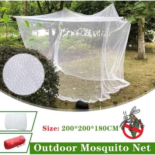 Outdoor Large Square Mosquito Net Anti Mosquito Fly Net Camping Hiking Portable Tent Folding With 6 Circle Hooks Storage Bag