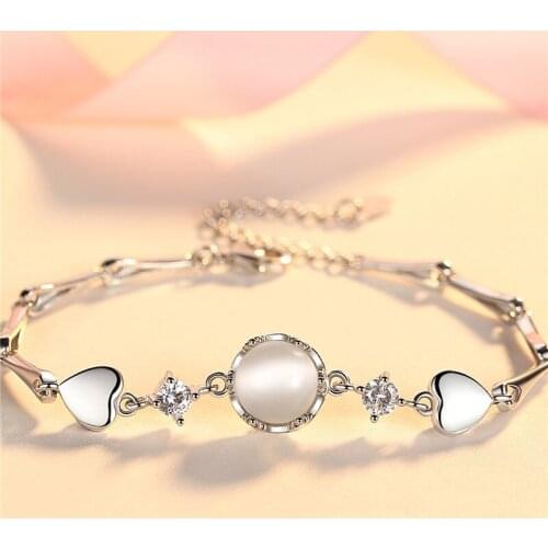 Trendy Bracelet 925 Silver Jewelry Accessories Inlaid Zircon Gemstone Heart Shape Bracelets for Women Wedding Party Promise Gift