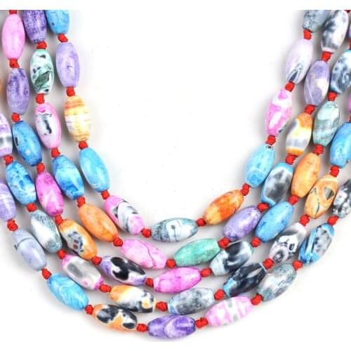 Natural Measle beads Colorful Fire Agates Loose Spacer Beads For Jewelry Making DIY Necklace Bracelet Accessories 15''8x16mm