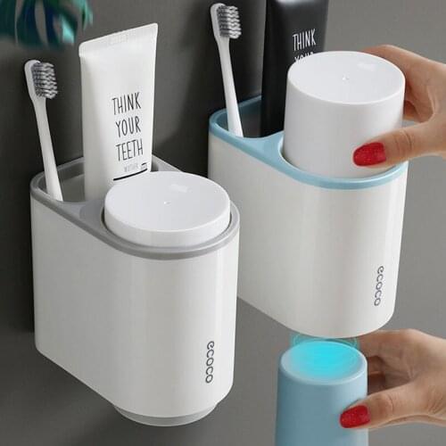 Toothbrush Holder Toothpaste Storage Organizer Glass for Toothbrush Shelf Magnetic Adsorption With Cups Bathroom Accessories