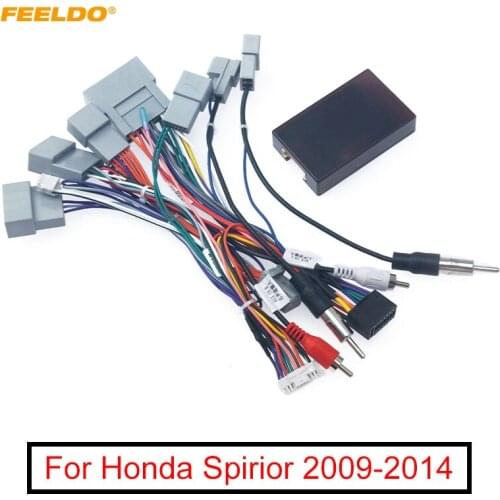 FEELDO Car 16pin Audio Wiring Harness With Canbus Box For Honda Spirior Aftermarket Stereo Installation Wire Adapter