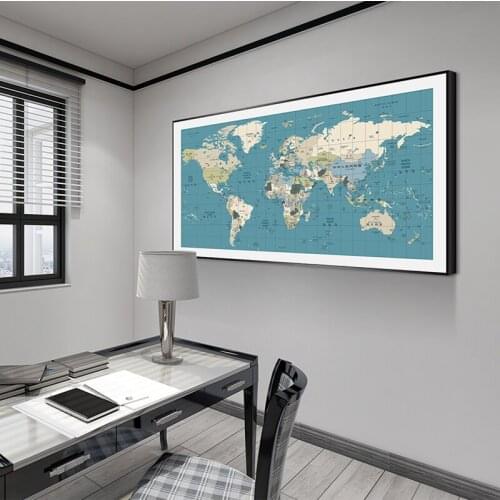 ART World Map Pictures Canvas Painting Wall Art For Living Room Bedroom Office Modern Home Decorative Posters FRAME