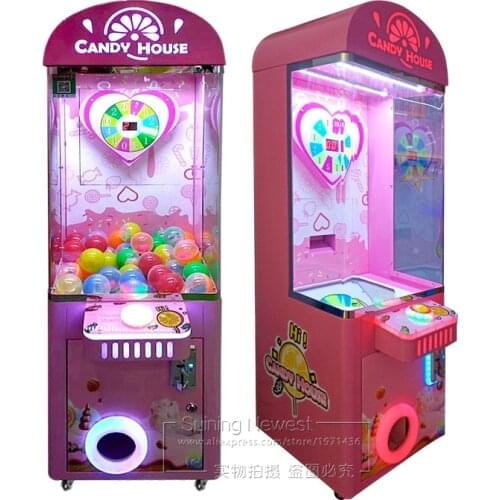 Adults Kids Play Amusement Indoor Coin Operated Candy House Pink Prize Gift Game Machine Coin Pusher Candy Vending Machine