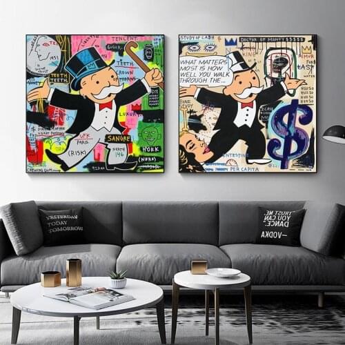 Alec Monopoly Money Graffiti Art Paintings on The Wall Art Posters and Prints MONOPOLY DOLLAR Wall Picture for Living Room Decor