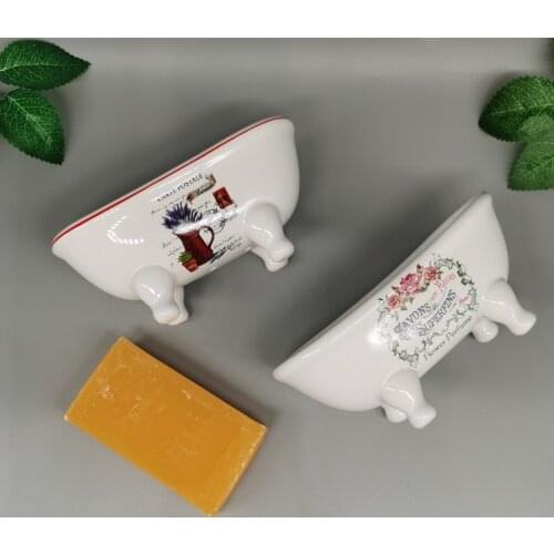 Creative Ceramic Soap Dish Home Bathtub Shaped Soap Storage European Kitchen Bathroom Soap Tray Shelf Bathroom Accessories