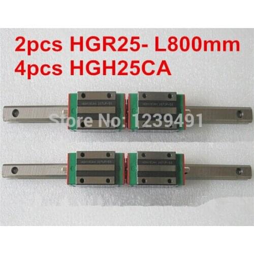 2pcs HIWIN linear guide HGR25 -L800mm with 4pcs linear carriage HGH25CA CNC parts