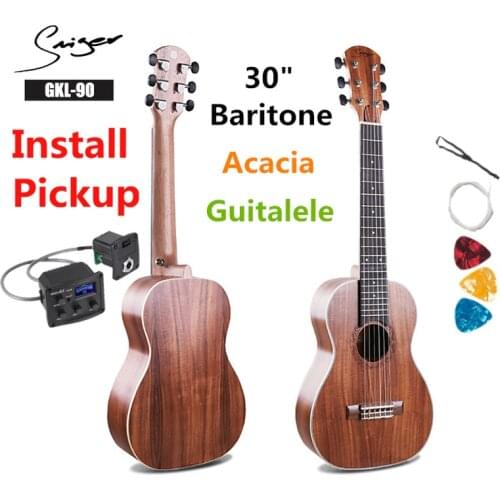 Guitalele Guilele 30 Inches All Acacia Guitalele Mini Electric Baritone Acoustic Guitar 6 Strings Ukelele Pickup Travel Guitar