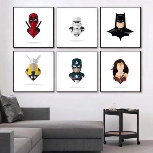 Minimalism Cartoon Marvel Superhero Anime Wall Art Canvas Painting Avengers Spiderman Poster Prints Pictures Kids Bedroom Decor