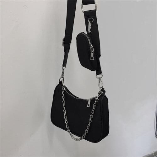 Fashion Female Chain Small Handbags with Purse Simple Women Oxford Nylon Shoulder Crossbody Bags Fashion Ladies Underarm Bag