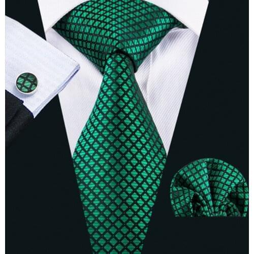 LS-1608 Barry.Wang 2017 Men`s Tie 100% Silk Jacquard Woven Necktie Hanky Cufflinks Sets For Formal Wedding Business Party