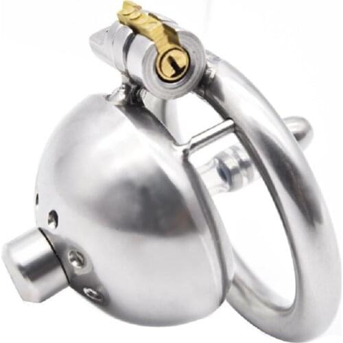 304 stainless steel Male Chastity Ergonomic Design Cock Cage Urethral Catheter Bdsm With Stealth Brass Padlock Chastity Device