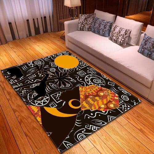 Soft Flannel Home Decor Big Floor Mat Sexy African woman Head portrait 3D Printed Carpets For Living Room Bedroom Large Area Rug