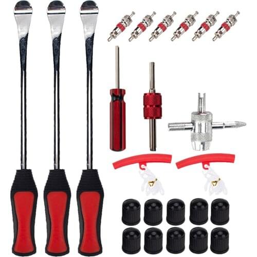 24pcs/set Tire Changing Set Tire Levers Spoon Set Spoon Lever Tools Rim Protectors Valve Caps Motor Bike Car Tire Irons Tool Kit