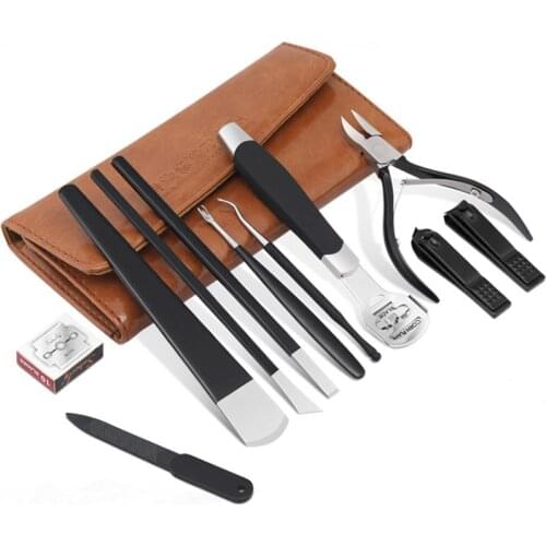 Manicure Nail Clippers Set Stainless Steel Pedicure Knife Kit 11-pieces Set Exfoliating Callus Nail Cutters for Gift