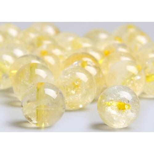 Natural Smooth Citrines Quartz Crystal Beads Round yellow Loose Spacer crystal Beads For Jewelry Making Bracelet Necklace bead