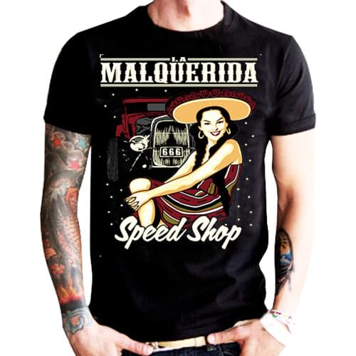2019 New Mens T Shirts [MALQUERIDA SPEED SHOP] T-SHIRT KUSTOM KULTURE HOT ROD TATTO Tops Tshirt Homme