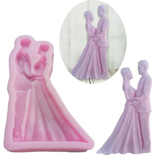 New Sweet Couple Chocolate Mold Safe Smooth Silicone Making Mold DIY Making Silicone Cake Mould Party Wedding Gifts Wholesale