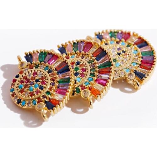 Charm Round Sector CZ Beads DIY Beads For Jewelry Making Luxury Flower Micro Pave Jewelry Accessories