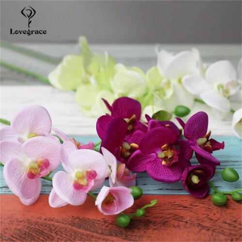 Single Branch Wedding Party Artificial Flowers Butterfly Orchid Fake Bridal Bouquet Orchid Party Home Decor Artificial Flowers