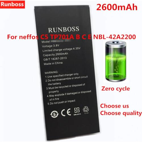 100% New 2600mAh NBL-42A2200 Replacement Battery For neffos C5 TP701A B C E mobile phone bateria Li-Polymer Batterie