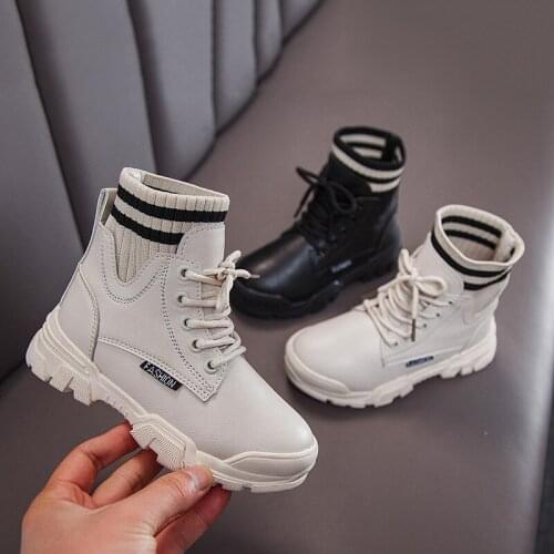 2020 Autumn Winter Plush Girls Boots Boys Martin Boots Shoes Soft Leather Keep Warm Kids Boots Ankle Boots for Girl 3 Colors