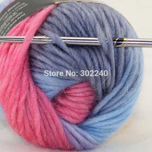 Lot of 1 skeins x 50g Chunky Hand Coarse Knitting Scores wool yarn Light Blue Yellow Pink 826