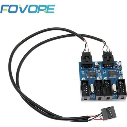 Motherboard 9pin USB header Splitter Male 1 to 2/4 Female Extension Cable Adapter Desktop 9-Pin USB2.0 HUB Connector
