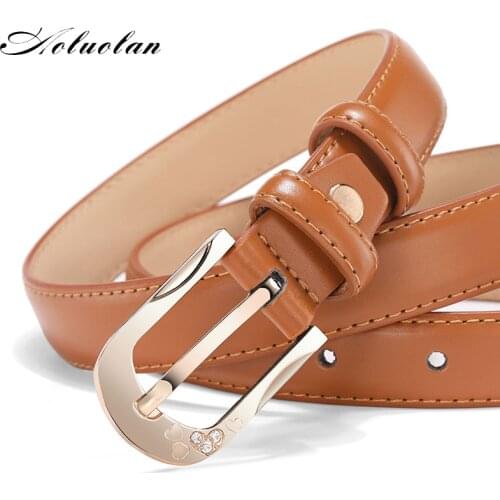 Aoluolan Fashion Womens Belts Vintage pu Leather pin Buckles Waist Belt Waistband Ladies Belt Female Dress Leather Belt