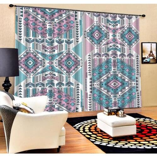 Luxury Blackout 3D Window Curtains For Living Room Bedroom blue pattern curtains Blackout curtain