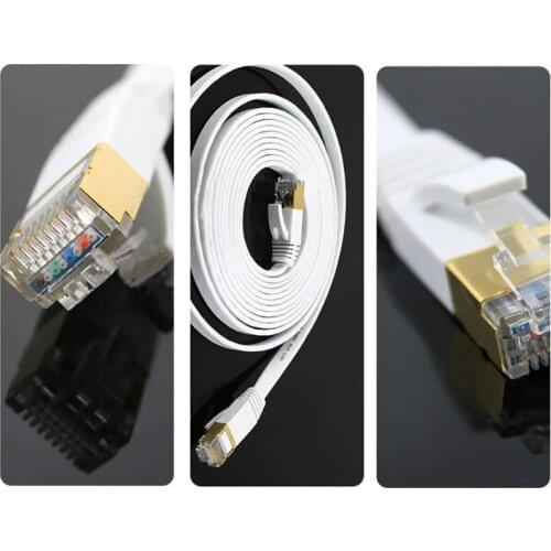 K1KF Cat7 Network Connecting Cable Flat Lan Wire Connector Line Wifi 10G High Transmission for Laptop PC TV Network Cord
