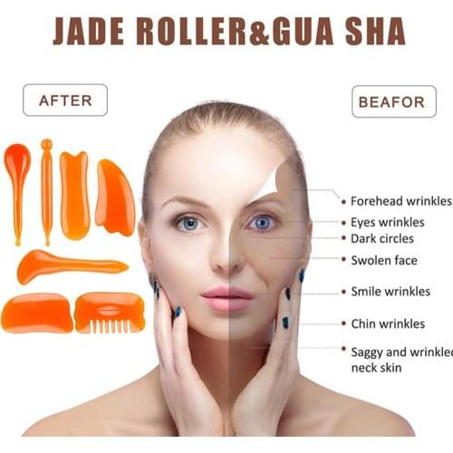Natural Jade Gua Sha Scraper Board Massage Rose Quartz Jade Guasha Stone For Face Neck Skin Lifting Wrinkle Remover Beauty Care