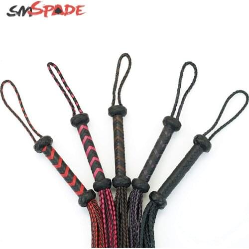 SMspade 60cm black&red handle leather whip flogger, handmade horse whip, Horse racing flogger sex toys for men