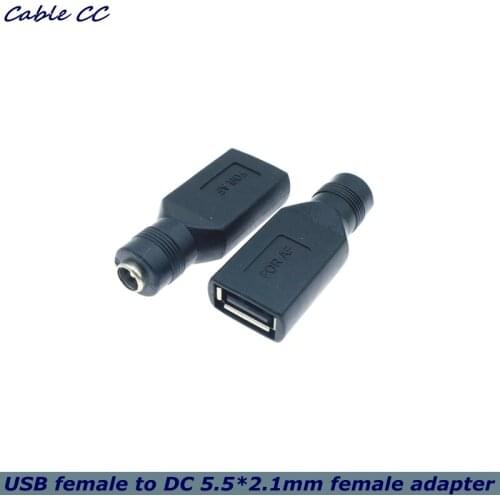 Brand New USB2.0 Female to 5.5mm x 2.1mm Female DC Power Converter, Computer Mobile Phone Charger Adapter Connector