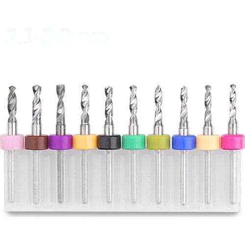 10pcs 1.25-3.175mm Print Circuit Board Drill Bits, Carbide Micro Drill Bits, CNC PCB Twist Drill