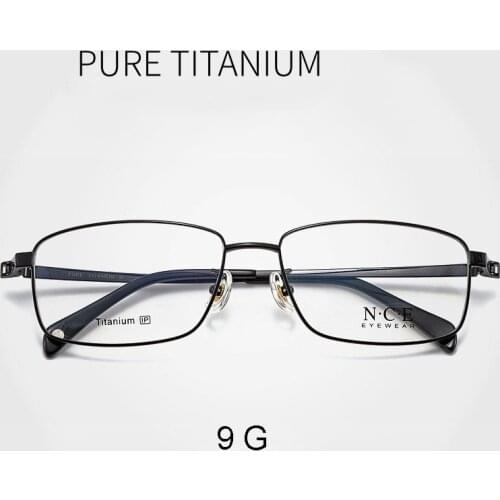 Ultra-light Pure Titanium Glasses For Myopia Full Rim Rectangle Eyewear with Spring Hinges Men Business Style