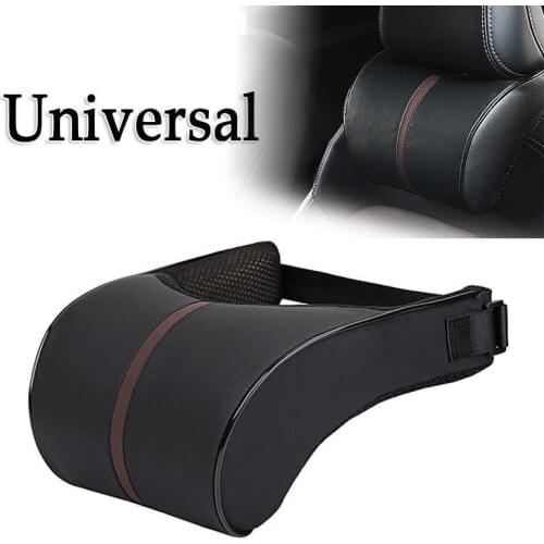 General Purpose Black PU Leather Automobile Seat Pillow, Pillow, Soft Head And Neck Support Cushion Adjustable