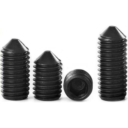 57pcs M3 Black Hexagon Socket Tip End Set Screws Headless Machine Meter Bolts 3mm-12mm Thread Length 304 Stainless Steel