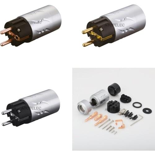 VIBORG Aluminum Shell 99.998% Pure Red Copper Schuko EU Male Power Plug Connector Silver/Gold/Rhodium Plated HiFi Audio VE502