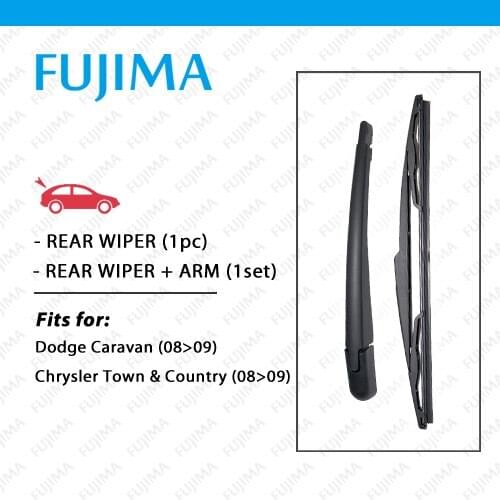 Rear Wiper Blade and Arm for Dodge Caravan / Chrysler Town & Country (2008-2009) Back Window Windscreen Rear Wiper Arm