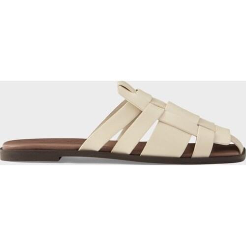 QUNSHENGRUI New square head flat open hollow lady sandals Roman style cool black retro sex Muller Womens flat sandals sandals