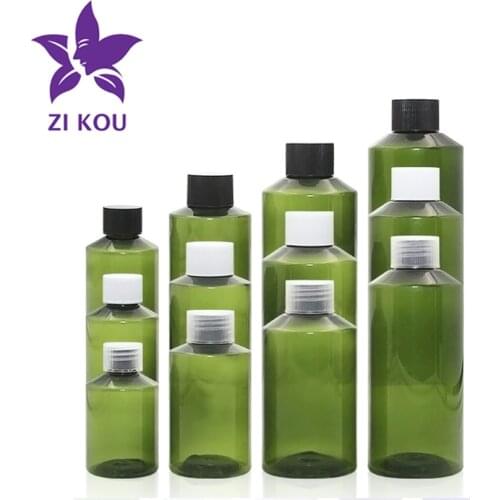 1pcs 50ml 100ml 150ml 200ml Green Sloping Shoulder Bottle with Cola Cap Plastic Empty Cosmetics Travel Screw Cap Bottles