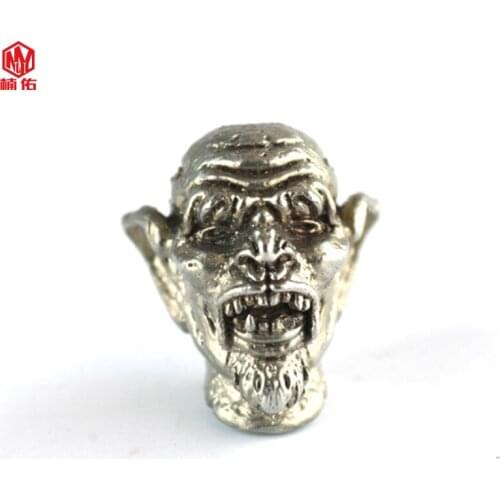 1PCS White Copper Retro Zombie Head EDC Paracord Knife Bead Car Keychain Pendant Outdoor Survival Bracelet Pendant
