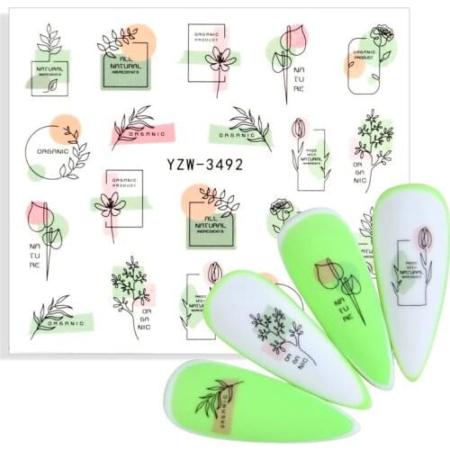 1pcs Simple Bouquet Nail Art Stickes Letter Designs Rose Dragon Water Transfer Slider Decals Nails Ornaments Manicure Accessory