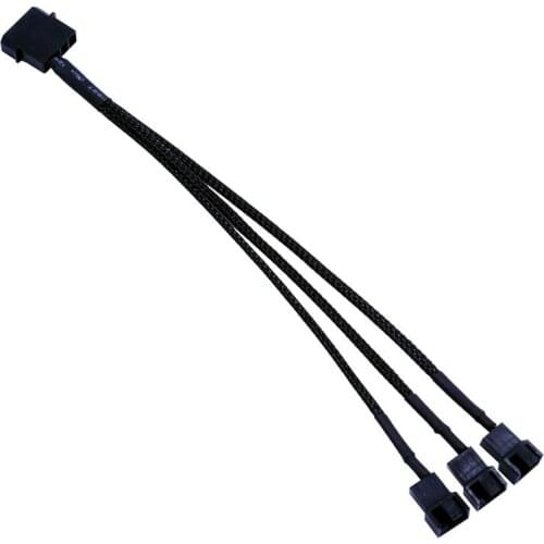 1pcs Splitter Black Sleeved 26.5cm Length Extension Cable Connector High Quality 4 Pin PWM Fan Cable 1 To 3 Ways