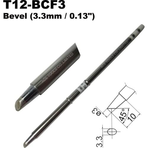 10 PCS T12-BCF3 Bevel 3.3mm Soldering Tip for HAKKO FX-951 FX-950 FX-952 FX-9501 FM-2028 FM2027 Iron Handle Bit Replacement